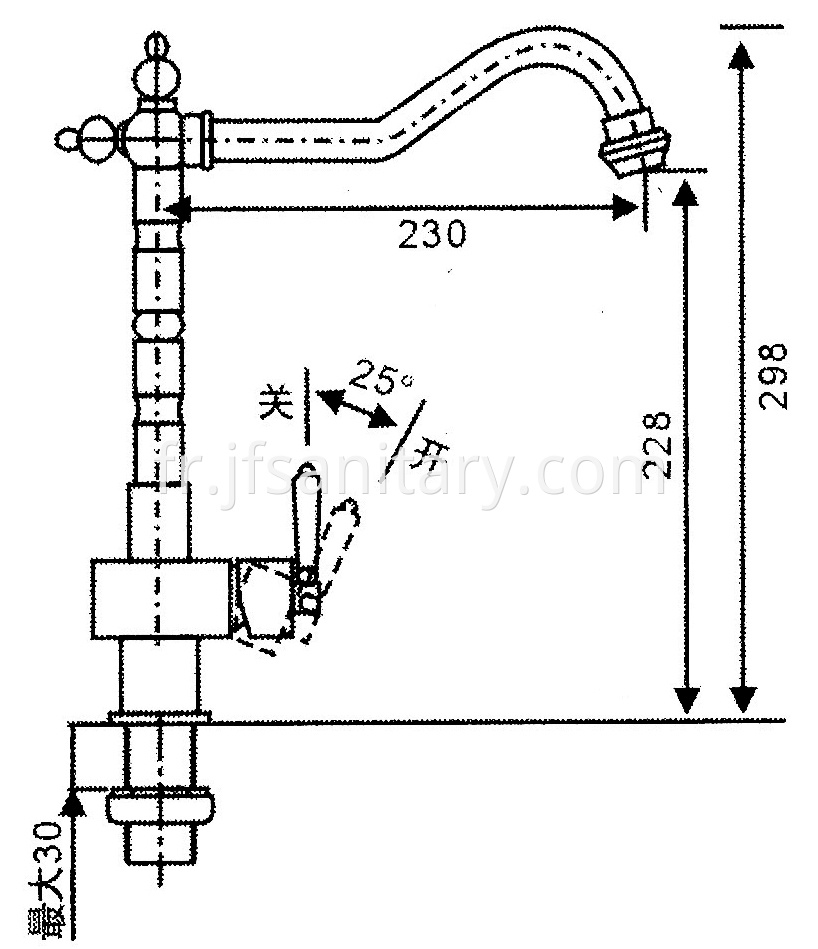 Size Of Silver Chrome Deck Mounted Single Lever Kitchen Faucets